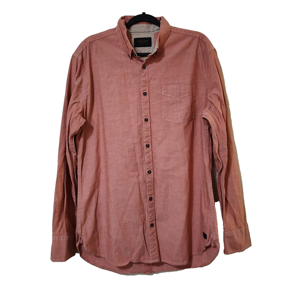 Outpost Makers Mens Shirt Size XL Red Pindot Long Sleeve Button Down